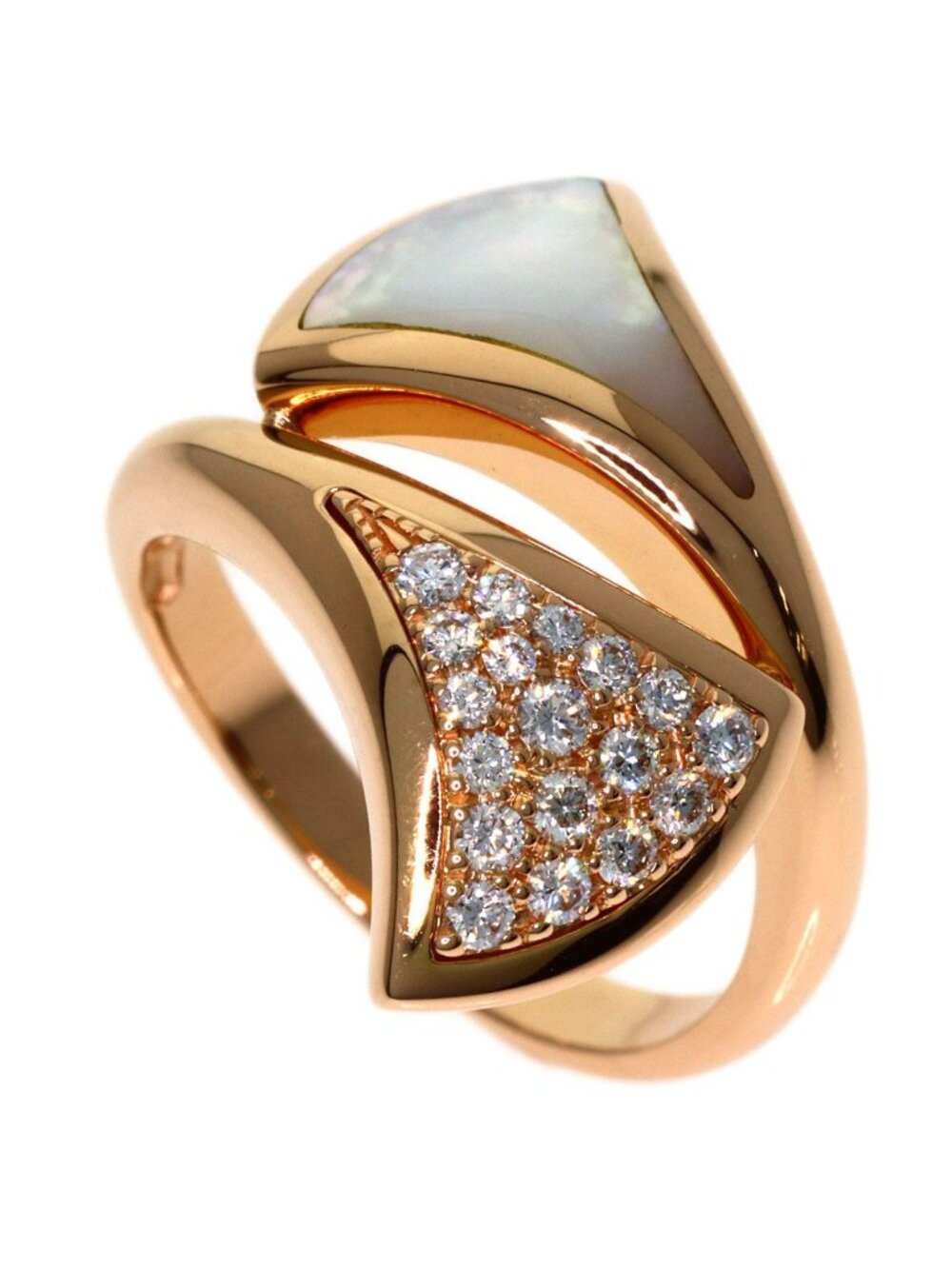 Bvlgari Diva's Dream Medium Shell Diamond Ring 18k Pink Gold